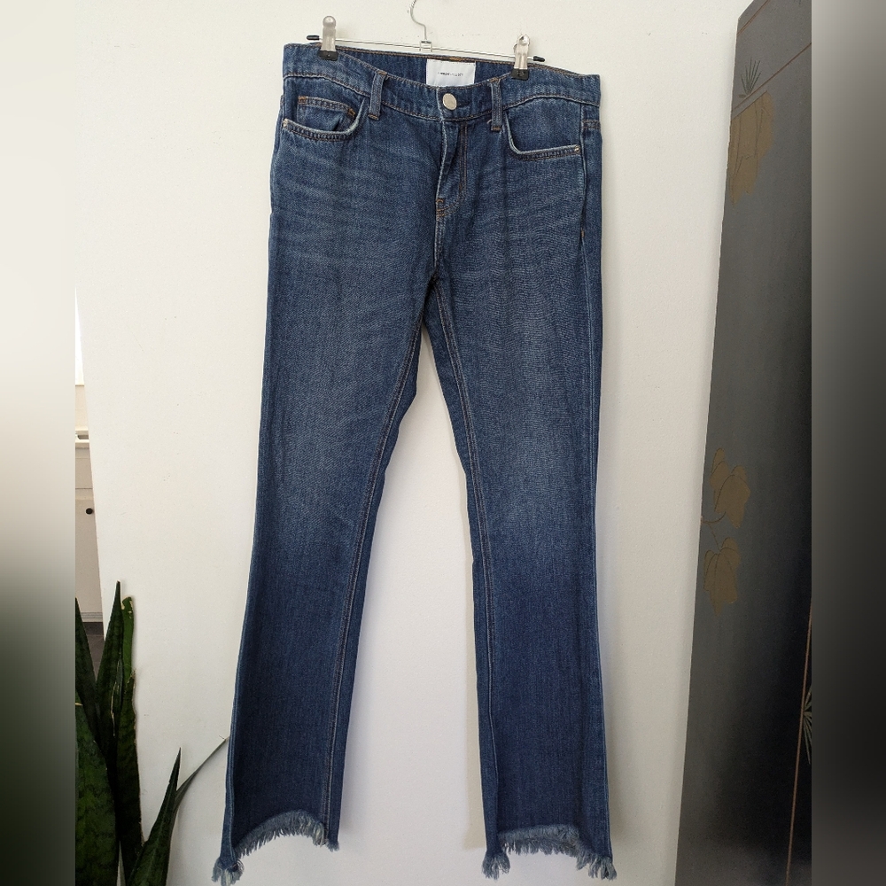 Current/Elliot The Fan Kick Flare Frayed Jeans in Brush - Picture 4 of 6